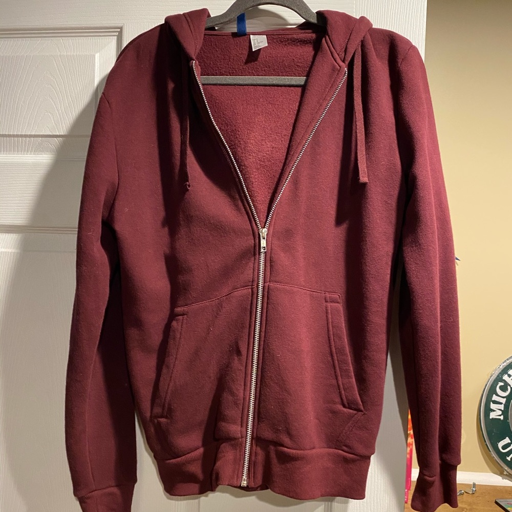 Burgundy Zip Up Hoodie